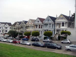 Die berühmten viktorianischen Häuser Painted Ladies in San Francisco, USA