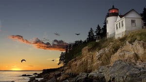 Leuchtturm an der Küste von Bar Harbor, Maine
