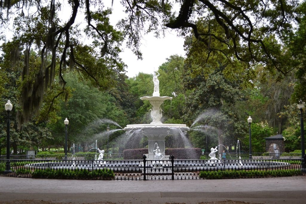 Wasserbrunnen im Historic District in Savannah, Geogria