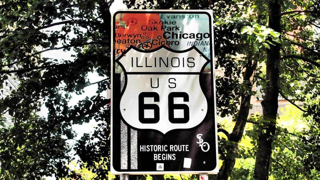 Der Beginn der Route 66 in Chicago, Illinois