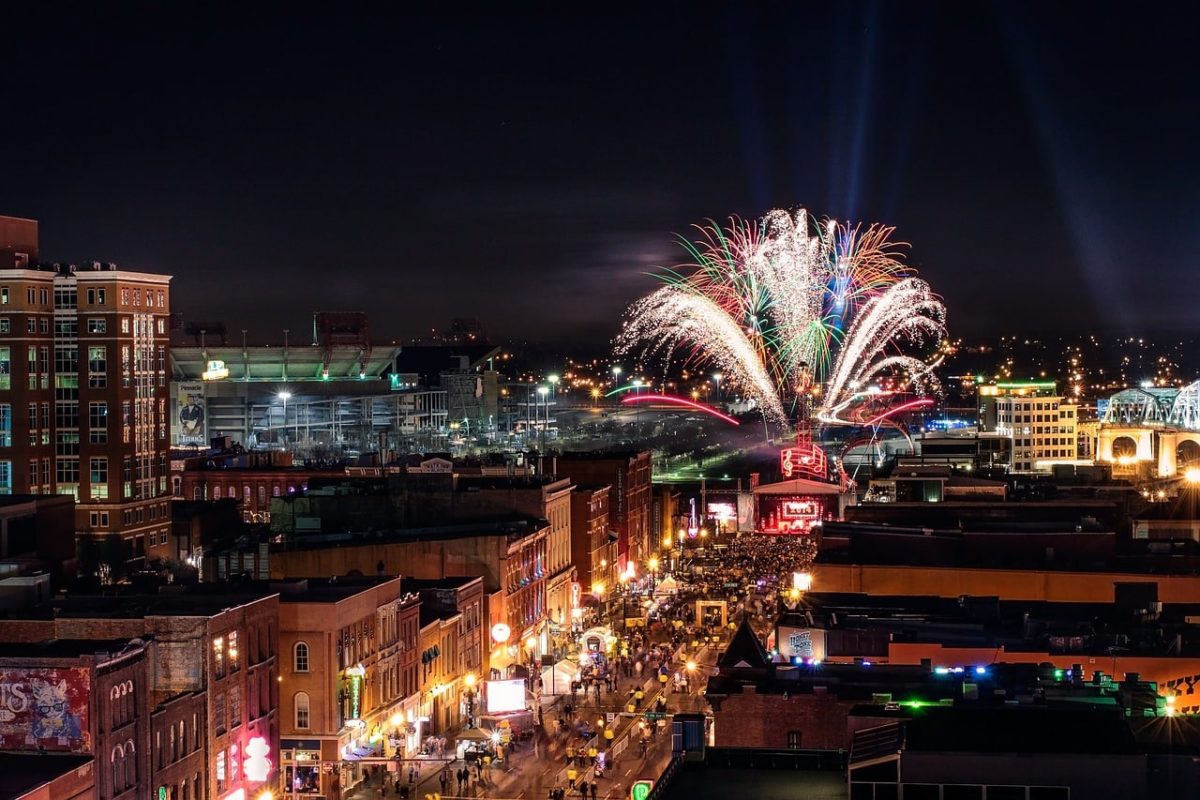 Feuerwerk am Abend - Nashville von Oben